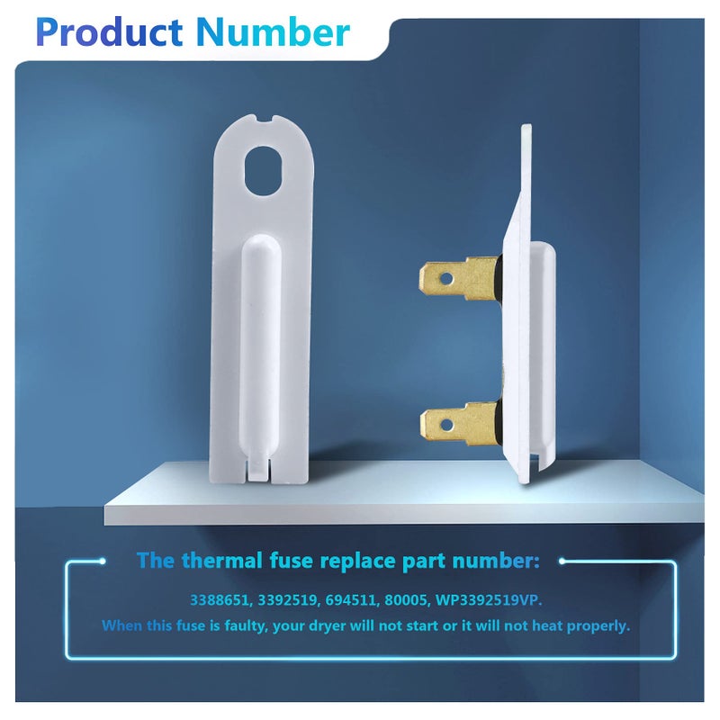 Monkemon 3387747 Dryer Heating Element & 279816 Thermostat Kit & 279973 3392519 Thermal cut-off Fuse Replacement Compatible with Kenmore, Samsung, Whirlpool, KitchenAid electric dryers and more. - Image 5